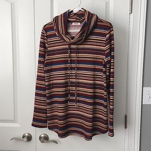 First Love Cowl Neck Striped Shirt